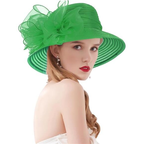 Organza Church Fascinator Hats 06c Green